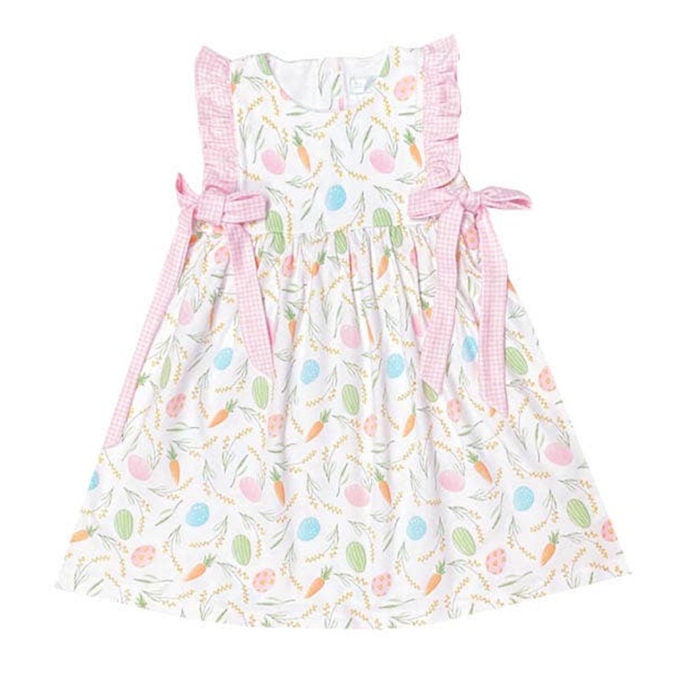 Marco & Lizzy Easter Eggs Dress With Pink Gingham Bows & Bloomers